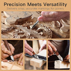 Marking Knife Woodworking Heavy Duty Scribing Gauge Knife Leather Sheath Carbon Steel Double Beveled Blade Striking Knife Wooden Handle Scribe Carving Tool Fathers Day Mens Woodworking Birthday Gift