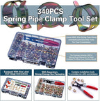 340pcs Spring Pipe Clamps, With Spring Pipe Clamp Tools, 12 Sizes 6-22mm Spring Hose Clamps, Used To Fix Hose Interfaces In Automotive, Marine, Gardening, Industrial Applications