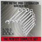 Premium Midget Wrench Set - 22-Piece Mini Combination Wrench Set Metric & SAE Ignition Wrench Sets 4-10mm & 5/32'' to 7/16'' Lightweight Small Carry Pouch