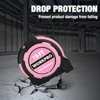 WORKPRO 16FT Pink Tape Measure, 1/8 Fractions Easy Read Measuring Tape, Retractable Nylon Coating Measurement Tape Accuracy 1/32, Magnetic Hook, Belt Clip, Rubber Protective Casing