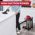 Vacmaster VOC812SF 1101 8-Gallon Premium Stainless Steel Wet/Dry Vacuum, Red Edition, 8 Gal