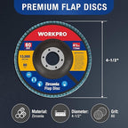 WORKPRO 10-Pack Flap Discs, 4-1/2-inch, Arbor Size 7/8-inch, T29 Zirconia Abrasive Grinding Wheel and Flap Sanding Disc, Includes 60 Grits