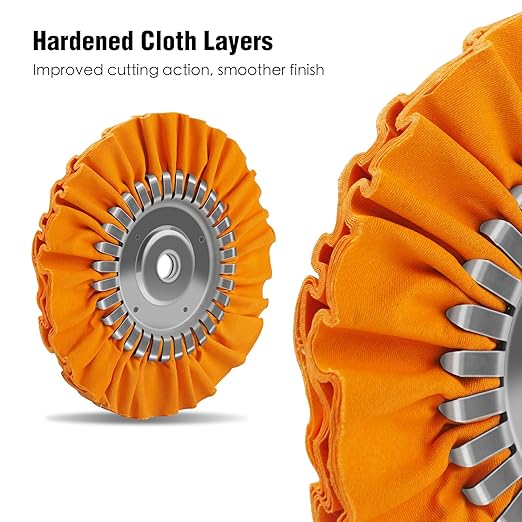 2PCS 8" Airway Buffing Wheel with 5/8" Arbor Flange-Free Hub，Orange Buffing Wheels for Angle Grinder, All-Purpose Polishing Wheels for Aluminum Wheels Stainless Steel and Metal Finishing
