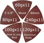 XXGO Triangular Oscillating Multi Tool Sanding Pads 3-1/8 Inch 80mm Assorted Grit 60/80/100/120/240 Grits Pack of 55 Pcs No.XG5501