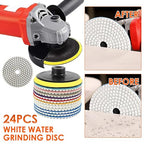 24pcs Diamond Polishing Pads Kit 4 Inch 100mm Round Sanding Discs Wet Dry Grinding Wheels Set Diamond Sandpaper for Diamond Granite Stone Concrete Marble