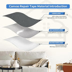 KING MOUNTAIN Canvas Repair Patch 16×60 Inch Self-Adhesive Waterproof Fabric Patch for Sofas, Tents, Furniture,Tote Bags, Car Seats (Dark Grey 2.0)