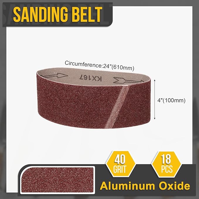4 x 24 Inch Sanding Belt, 20 Pcs 40 Grit Knife Sharpener Belts Work Sharpening for Belt Sander Knife Carving Tool Metal Working