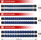 ALOANES 12 PC ABS Socket Organizer,1/2 inch, 3/8 inch, and 1/4 inch Drive Socket Rail Holders, Heavy Duty Socket Racks, Black Rails with Blue Clips
