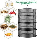 Herb Drying Rack Net Mesh with Black Zippers Hydroponics, Bonus Hook Scissor Drying Rack 2ft for Plant Bud Seed, Mesh Hanging Plant Dry, Herb Dry Net for Garden (4 L, Black Zipper)