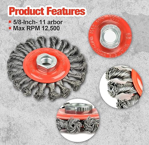 A A IN 20Pack Wire Wheel for Angle Grinder, 4 Inch Twisted Knotted Grinder Wire Wheel Brush with 5/8"-11 Threaded Arbor for Angle Grinder,Carbon Steel Wire Cup Brush for Rust,Corrosion,Paint Removal