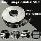 Hose Clamps Stainless Steel, Hose Clamp Assortment Kit, 32.81FT DIY Large Adjustable Worm Gear Metal Clamps Fuel Line Clamp with 40 Fasteners for Plumbing, Water Pipe, Radiator, Automotive, Mechanical
