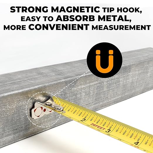 MulWark 2 Pack Metric Tape Measure, Easy Read Measuring Tape Retractable with Fractions 1/8, Both-Side Metal Blade, Magnetic Hook & Shockproof Case for Construction, Carpenter, Architect, Woodworking