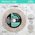 4 Inch/105MM Diamond Cutting Disc - Tile Saw Blade Cutting Wheel Double-Sided Diamond Discs for Cutting Grinding Porcelain Ceramic Tile Marble Granite Artificial Stone