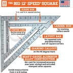 Swanson Tool Co S0107 "Big 12" 12-Inch Speed Square Layout Tool with Blue Book
