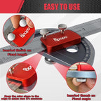 Upgrade Stainless Steel Angle Protractor– Precision 0°-180°Angle Finder for Marking Angle,Straight Line Scribe, Woodworking Angle Measuring Tools, Ruler Included