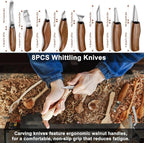 Wood Whittling Kit for Beginners, 15PCS Wood Carving Tools Kit,Basswood Carving Blocks,Gloves,Roll Bag, Sharpener for Widdling Kit