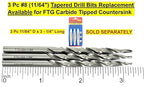 FTG USA #8 (11/64") Tungsten Carbide Tipped 82 Degree Countersink Drill Bit with Tapered Drill Bit, 1/4 Inch Quick Change Hex Shank and Allen Wrench