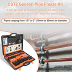 CST2 General Pipe Freeze Kit, Tube Wire Plumbing Freezing, Freezes Pipes From 1/8 Inch to 2 Inch, Water Line Repair Tool Kit, Replacement For Cold Shot Pipe Freeze Kit