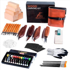 IBANUPRA All-in-One Wood Carving kit Included Wood Carving Knife Set, Whittling Knife Set, Safety Gloves, Sand Paper, Leather Strop, Paint Kit, Compound & Leather Case for Beginners or Professionals