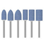 HUHAO 6Pcs Rotary Grinding Stone- 3mm Shank Assorted Shape Abrasive Stone Mounted Grinding Point Sharpening Bits for Rotary Tool Drill, Grinding, Polishing