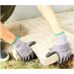 Amazon Basics Micro-Foam Nitrile Coated Work Gloves, Nylon Liner Fiber, Touch Screen, Size 8/M, 12 Pairs, Grey