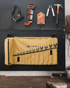 Wrench Roll, Wrench Roll Up Pouch, Gifts for Men Father Dad Mechanic, Heavy Duty Canvas Wrench Organizer Bag (Brown, 13+1 SAE)