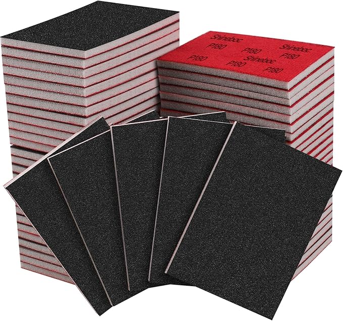 48 Pcs 3 x 4 Inch 180-3000 Grit Sanding Sponge Set, Ultra Fine Sanding Sponges Pads, Soft Foam Hand Sander Block Wet Dry Sandpaper for Model Drywall Metal Wood Furniture Polishing