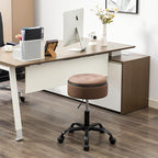 Drafting Chair with Storage, Adjustable Desk Stool with Wheels 20.67"-24.61", Coffee Brown Ergonomic Office Stool