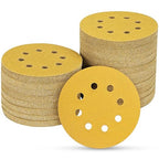 100PCS 5 Inch 8 Hole Sanding Discs 150 Grit,Gold Round Hook and Loop Sandpaper for Random Orbital Sander