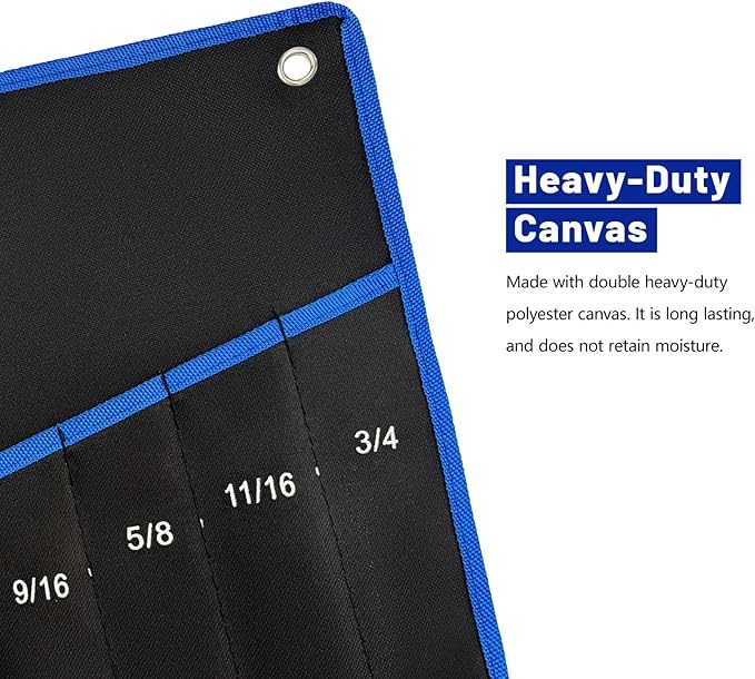 12-Pockets Metric 8-19mm Wrench Roll Up Pouch Standard Pockets Wrench Tool Bag Organizer (not including wrench)