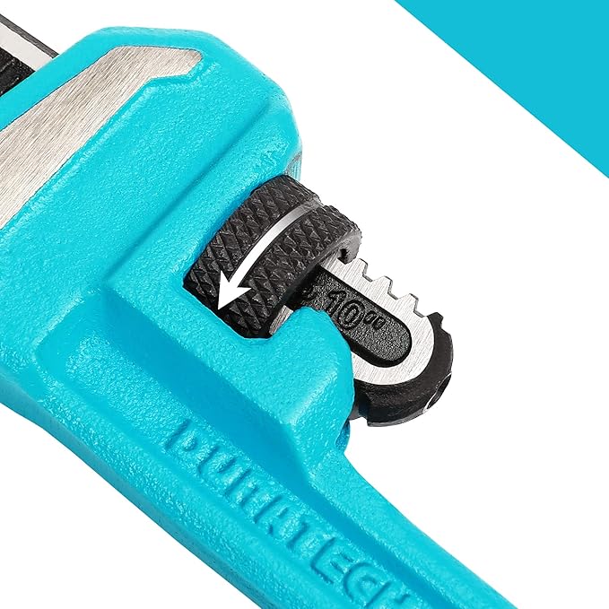DURATECH 10-Inch Heavy Duty Pipe Wrench, Adjustable Plumbing Wrench, Malleable Cast Iron Handle, Exceed GGG standard