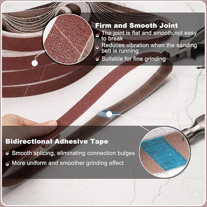 HARFINGTON 1 x 30 Inch Sanding Belts, 3 Pcs 40 Grits Aluminum Oxide Abrasive Belt Sander File Belt for Woodworking, Metal Polishing, Knife Sharpener