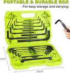 FASTPRO 32-Piece Allen Wrench Set with Storage Case, Standard SAE and Metric Hex Key Set with Extension Handles Included, Green