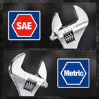 WORKPRO 3-Piece Adjustable Wrench Set, Forged Carbon Steel, Chrome-Plated, SAE & Metric Scale (6-inch, 8-inch, 10-inch)