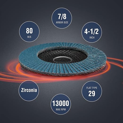 WORKPRO 10-Pack Flap Discs, 4-1/2-inch, Arbor Size 7/8-inch, T29 Zirconia Abrasive Grinding Wheel and Flap Sanding Disc, Includes 40/60/80/120 Grits