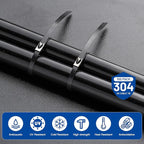 Stainless Zip Ties Heavy Duty Outdoor Metal Zip Ties Gun Set Fastening Cable Gun Tool with 300 PCS Ties for Chain Link Fence, Exhaust Pipe, Farms, Poultry Fence