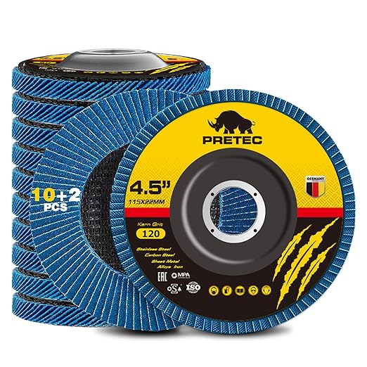 Flap Discs 4 1/2 for Angle Grinder, 12 Pcs Flap Discs 120 Grit, 4.5" x 7/8" High Density Zirconia Type 27 Flap Sanding Disc for Grinding, Rust Removal, Sanding and Finishing - 12 Packs