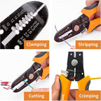 3 In 1 Wire Stripper Tool, 7.5 Inch Wire Stripper/Cutter/Crimping Tool for 10-20 AWG Solid and Stranded Wires, Come with Safety Lock & Invisible Spring, Made of 65Mn for Durability