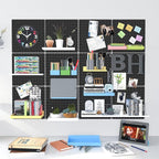 Peg Board, 4 Pack Metal Pegboard Panels Black Pegboards Wall Organizer with Bent Frame Large Heavy Duty Peg Board for Walls Home, Garage Tool Storage, Office Organization, Craft Room, Kitchen