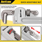 HURRICANE 3-Piece Aluminum Pipe Wrench Set,10", 14", 18", Heavy Duty Adjustable Plumbing Wrench Set, 40% Lighter, Wider Application Range