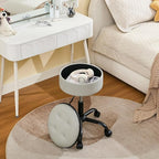 Rolling Chair (Stool & Small Table in One) (Adjustable Height Leather Pedicure Chair 20.67"-24.61"), Gray Tattoo Stool with Storage