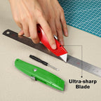 Reginary 30 Pcs Box Cutter Bulk Retractable Blade Utility Knife Heavy Duty Aluminum Alloy Razor Shell Knife for Cartons, Cardboard and Boxes, DIY, Factory, Home(Red, Green, Blue)