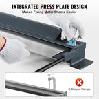 VEVOR Box and Pan Brake, 48-Inch, 0-130 Degrees Sheet Metal Bending Brake, Portable Mini Metal Bender with 20 Gauge Low Carbon Steel 14 Gauge Aluminum Capacity Power Handle, for Metal Bending