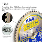 Aluminum Cutting Circular Saw Blade, Medium Aluminum,The Cutting Head uses a Special Anti-Heat Sticking Coating with high Finish and Long Life,NFM 7-1/4 inch 56-Tooth 5/8" -TA