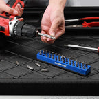 CASOMAN 1/4" Hex Bit Organizer with Magnetic Base - Blue, 43 Hole Bit Organizer with Strong Magnetic Base, Magnetic Bit Organizer for Your Specialty