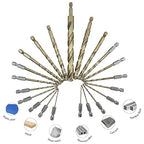 NordWolf 21-Piece M35 Cobalt Drill Bit Set for Stainless Steel, Hard Metals & Cast Iron, Jobber Length with 1/4" Hex Shank, SAE Sizes 1/16" to 1/2" in Storage Case
