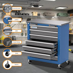 7-Drawer Rolling Toolbox,Tool Box with 360° Lockable Wheels and Padded Feet,Tool Chest with Keyed Locking System and Drawer Liners,can be Combined Storage System with Tool Chest