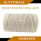 4mm x 300 Feet White Jute Rope, Twine for Gardening Tomato Climbing Plant Tie Floristry Crafts Gift Wrapping Packing Decor