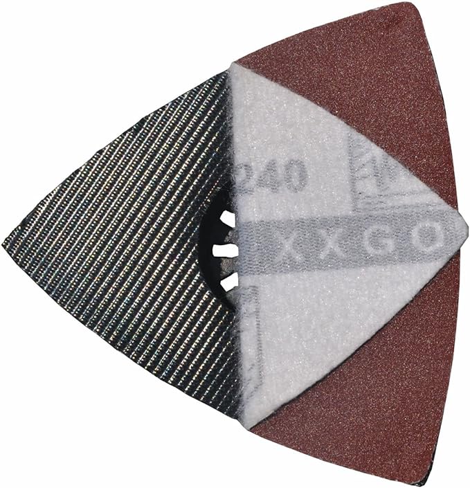 XXGO Oscillating Multi Tool Sanding Kit - 105 Pcs Including Triangle & Finger Sanding Pads, 100 Pcs Multi Tool Sandpaper for Wood