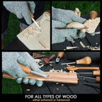 BeaverCraft Wood Carving Gouges Kit SC05 - Wood Carving Chisels Set with Palm Gouge & Flat Straight Chisel, Rounded Short Bent, V-chisels - Whittling Knives, Tools for Beginners and Profi Carvers